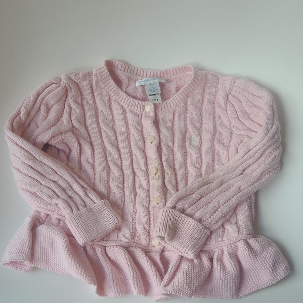 Polo by Ralph Lauren Pink Cable Knit Kids Jacket